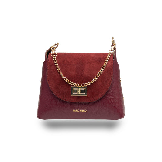 Women's bag made of natural suede leather, burgundy Raisa