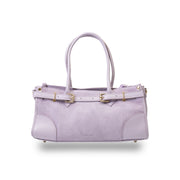 Дамска чанта от естествена кожа, цвят люляк, модел Evelin
