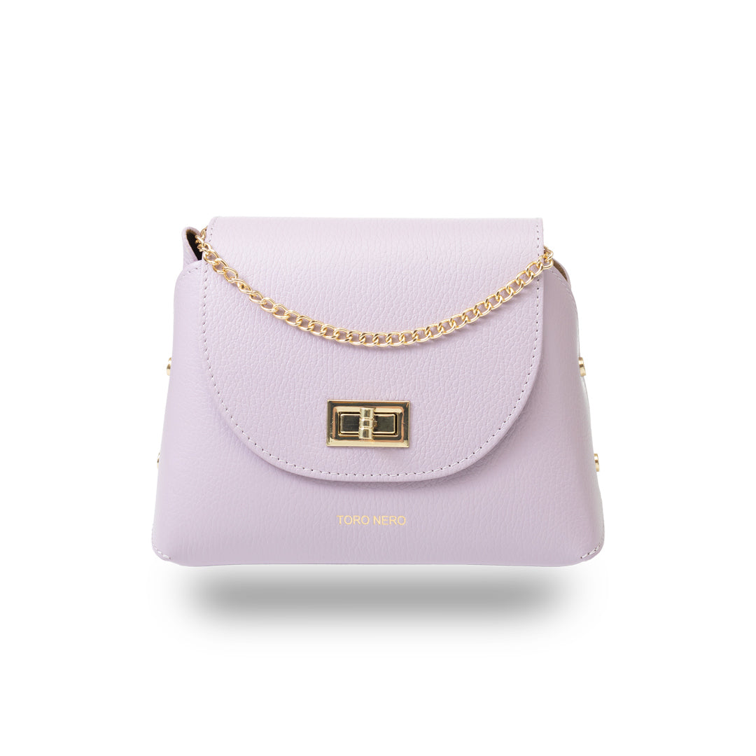 Women's bag made of natural lilac leather Raisa