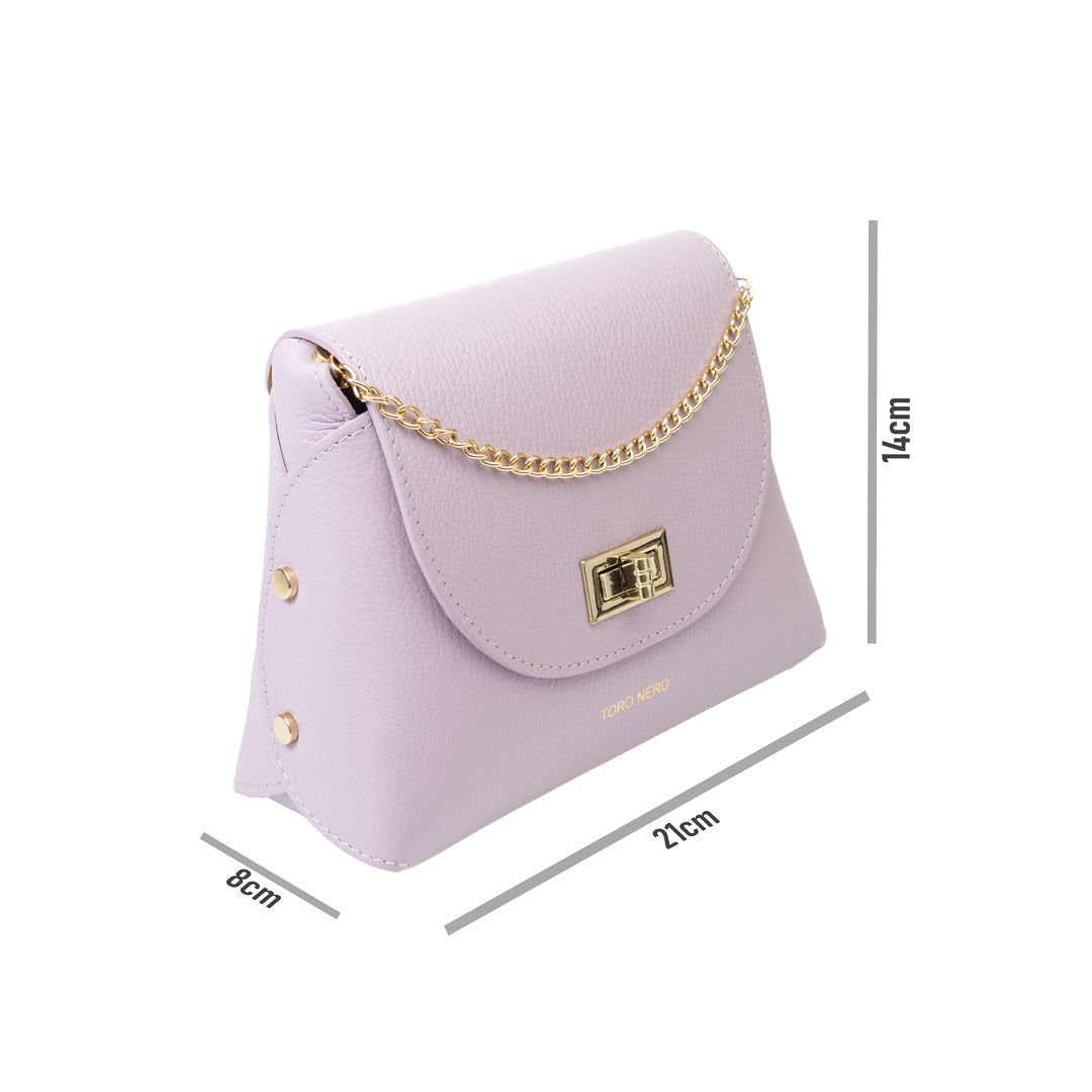 Women's bag made of natural lilac leather Raisa