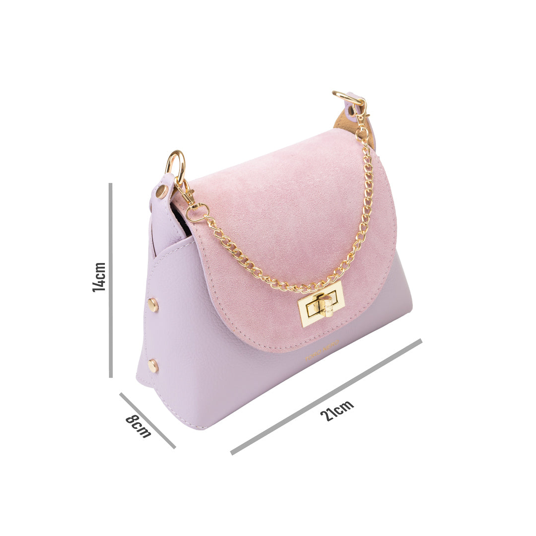 Women's bag made of natural suede, lilac Raisa