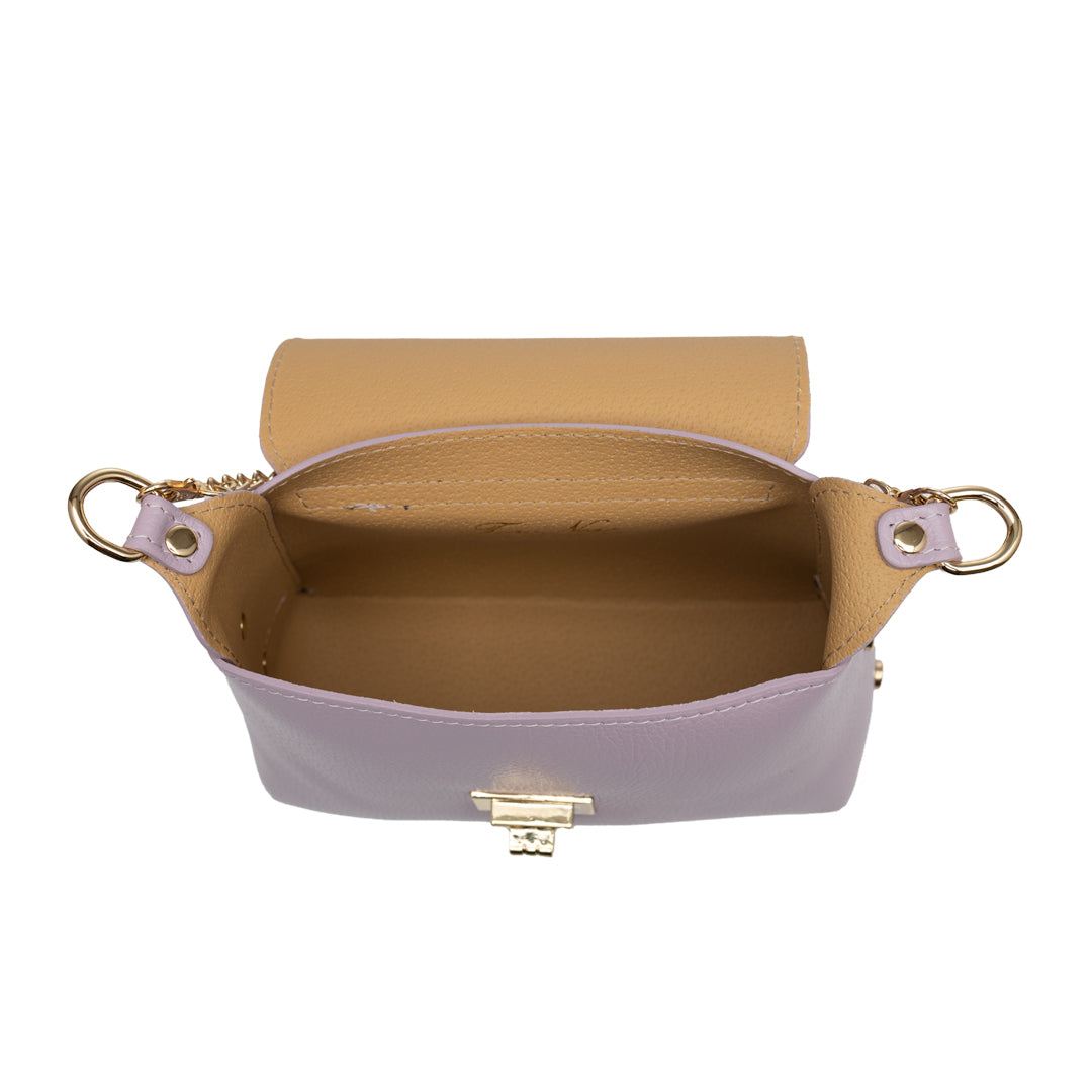Women's bag made of natural suede, lilac Raisa