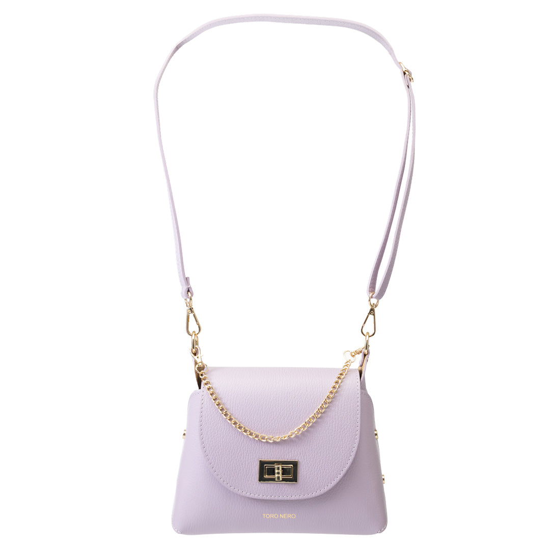 Women's bag made of natural lilac leather Raisa