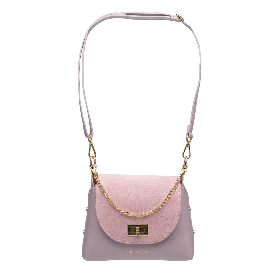 Women's bag made of natural suede, lilac Raisa