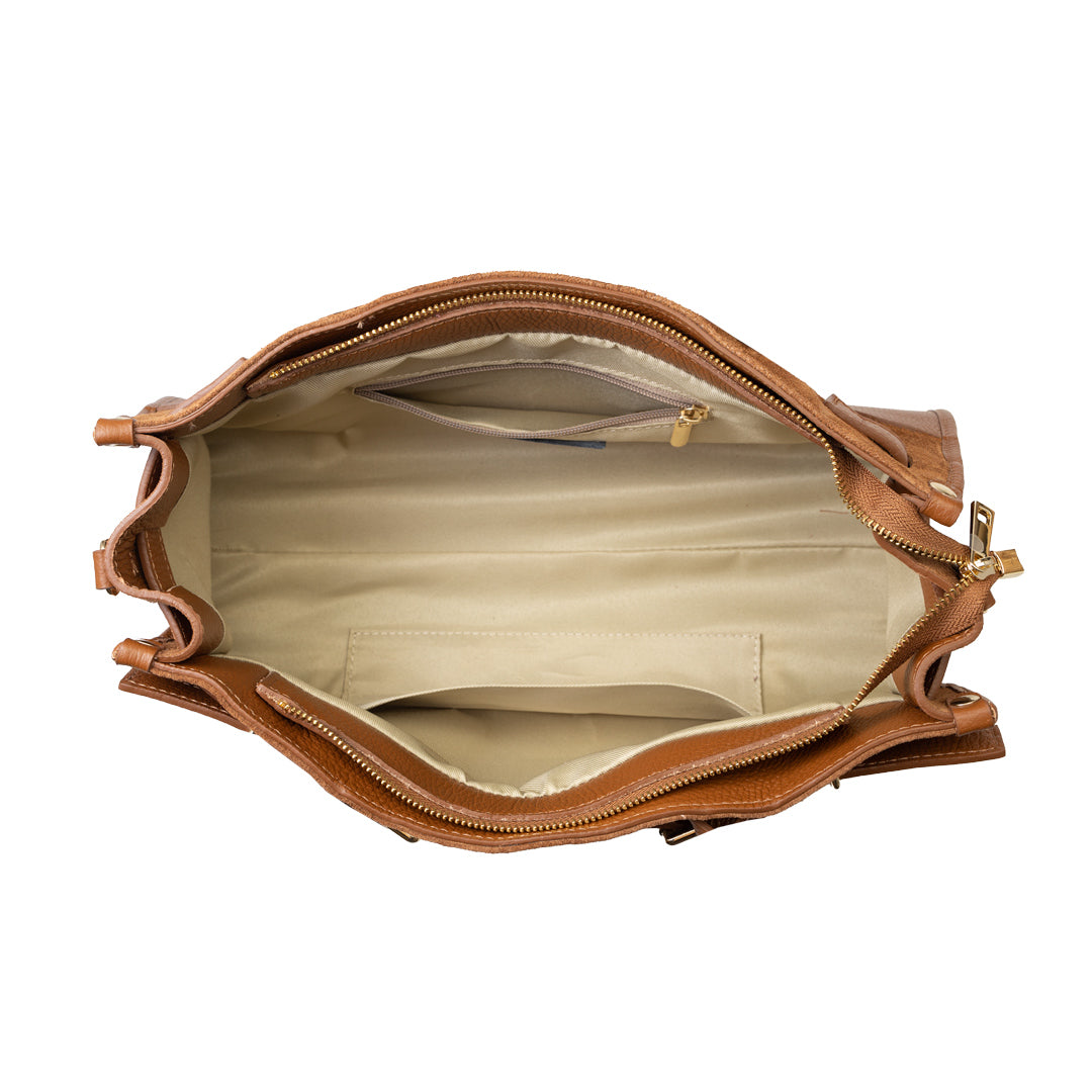 Women's bag made of brown genuine leather Evelin