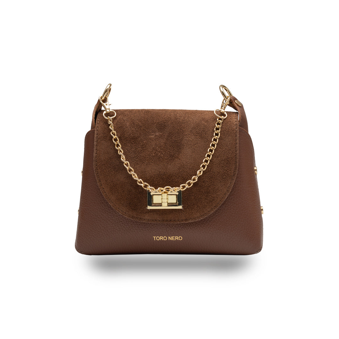 Women's bag made of natural suede leather, brown Raisa