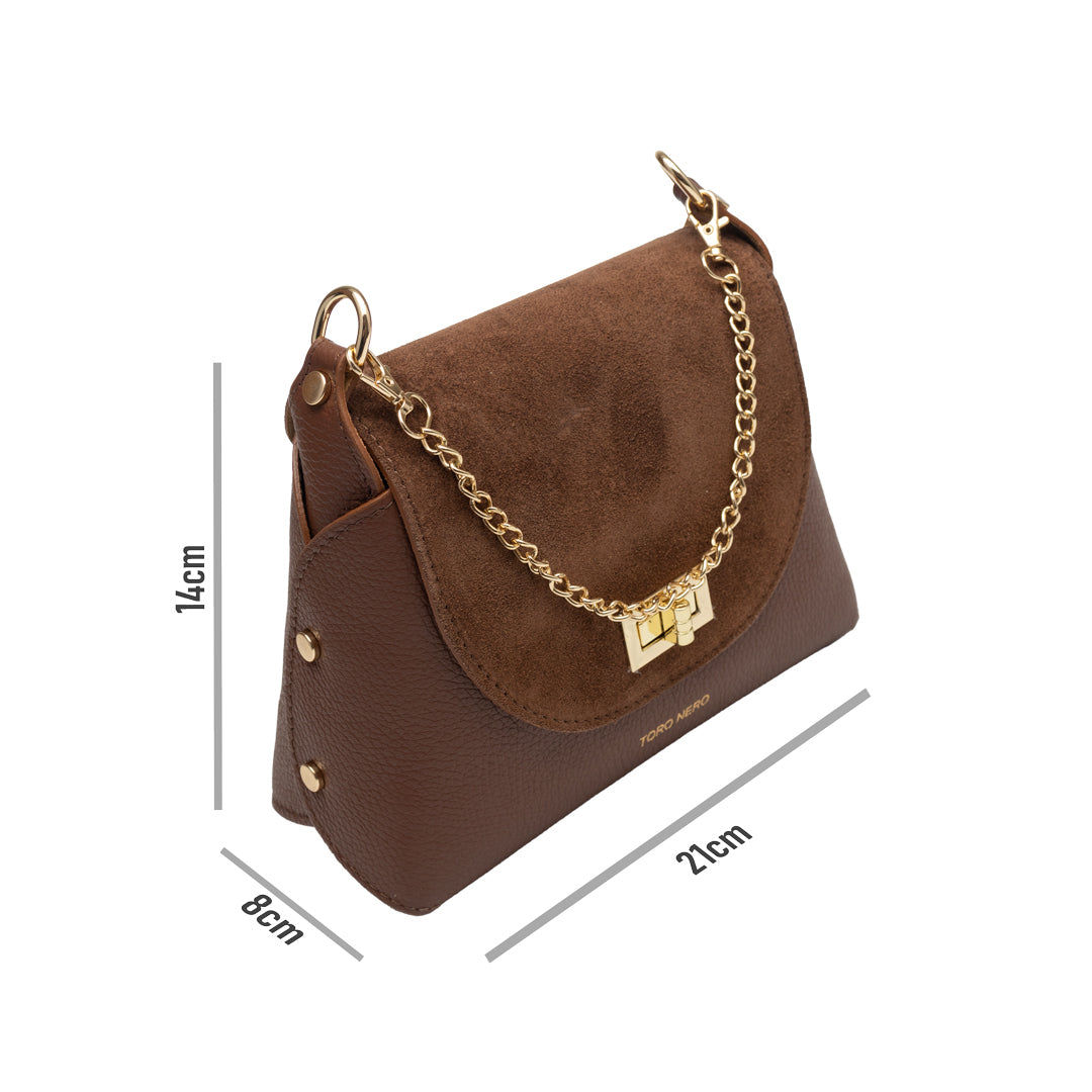 Women's bag made of natural suede leather, brown Raisa