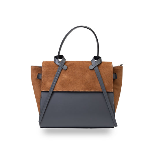 Women's brown-gray genuine leather bag Erika