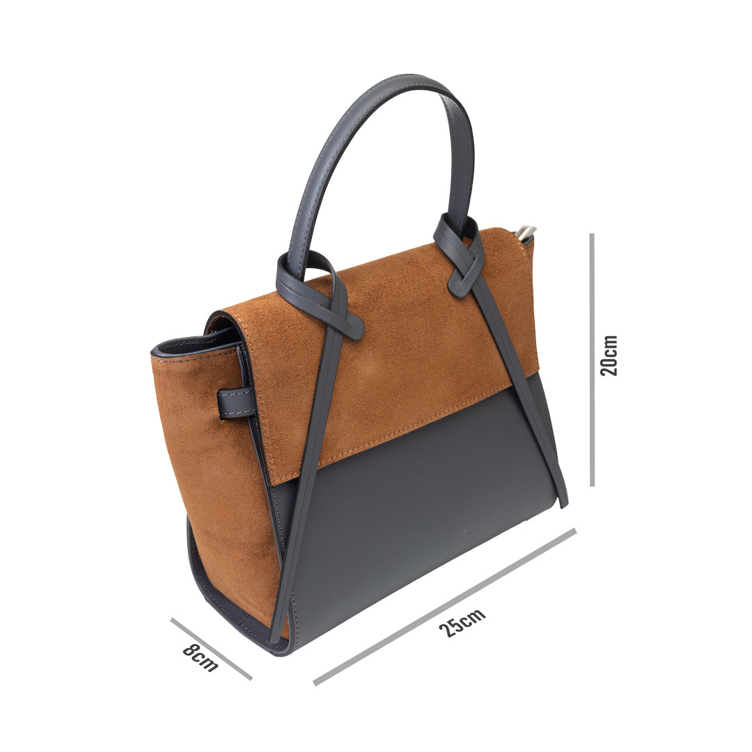 Women's brown-gray genuine leather bag Erika