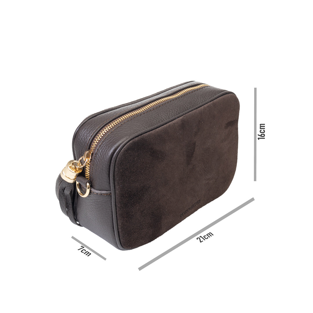 Women's dark brown genuine leather bag Ancuta 