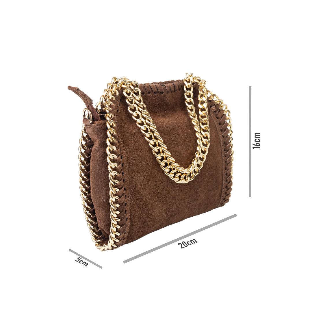 Women's dark brown genuine leather bag Ilona