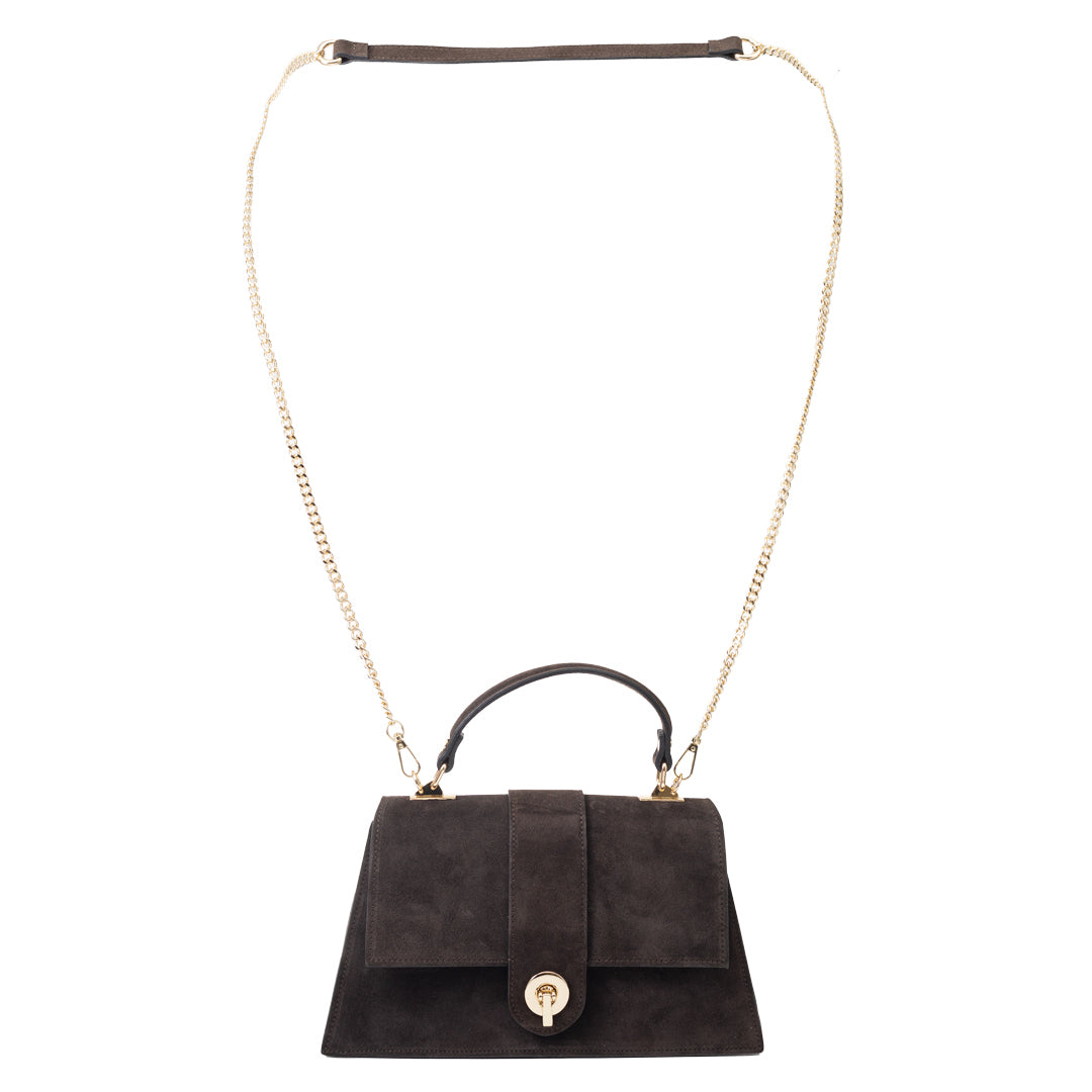 Women's bag made of dark brown genuine leather Verona