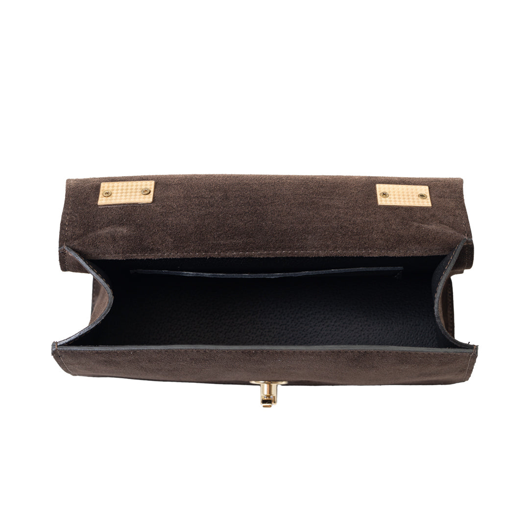 Women's bag made of dark brown genuine leather Verona