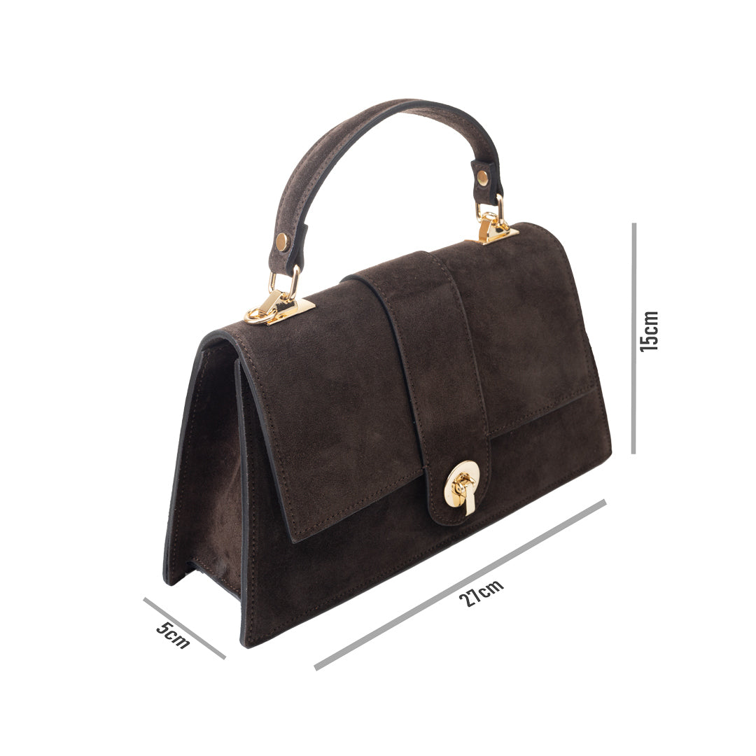Women's bag made of dark brown genuine leather Verona