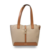 Damenhandtasche aus echtem taupefarbenem Leder Sorina
