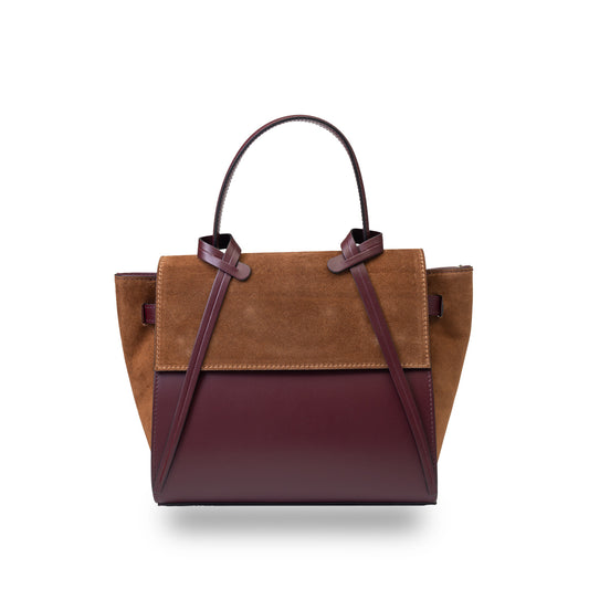Women's bag made of genuine leather, brown-burgundy Erika