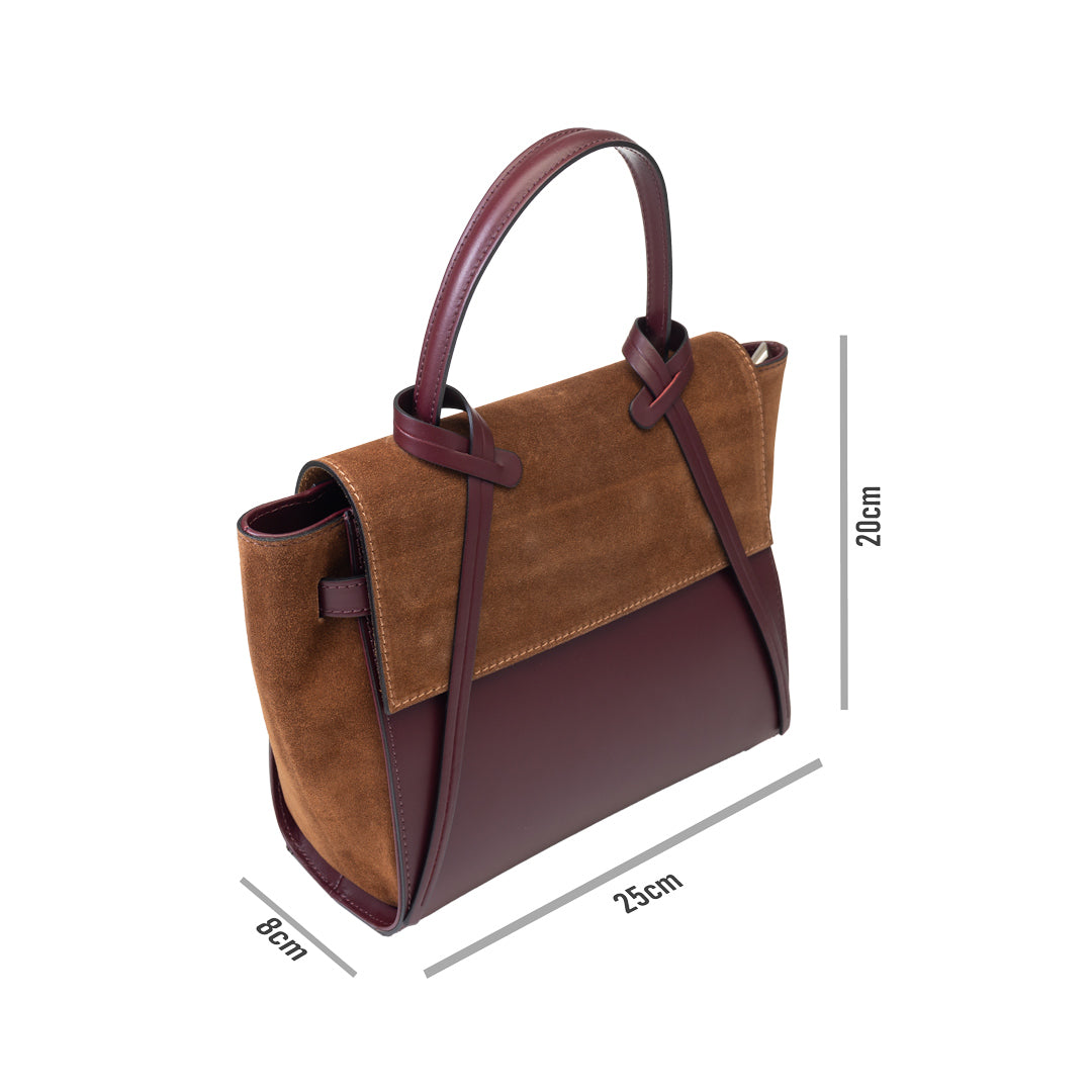 Women's bag made of genuine leather, brown-burgundy Erika