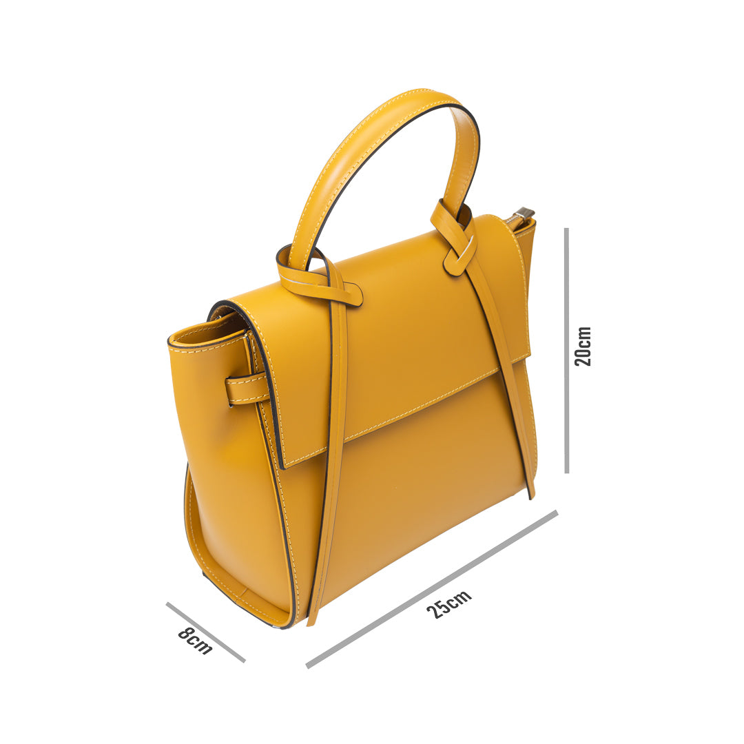Women's bag made of natural leather, mustard Erika