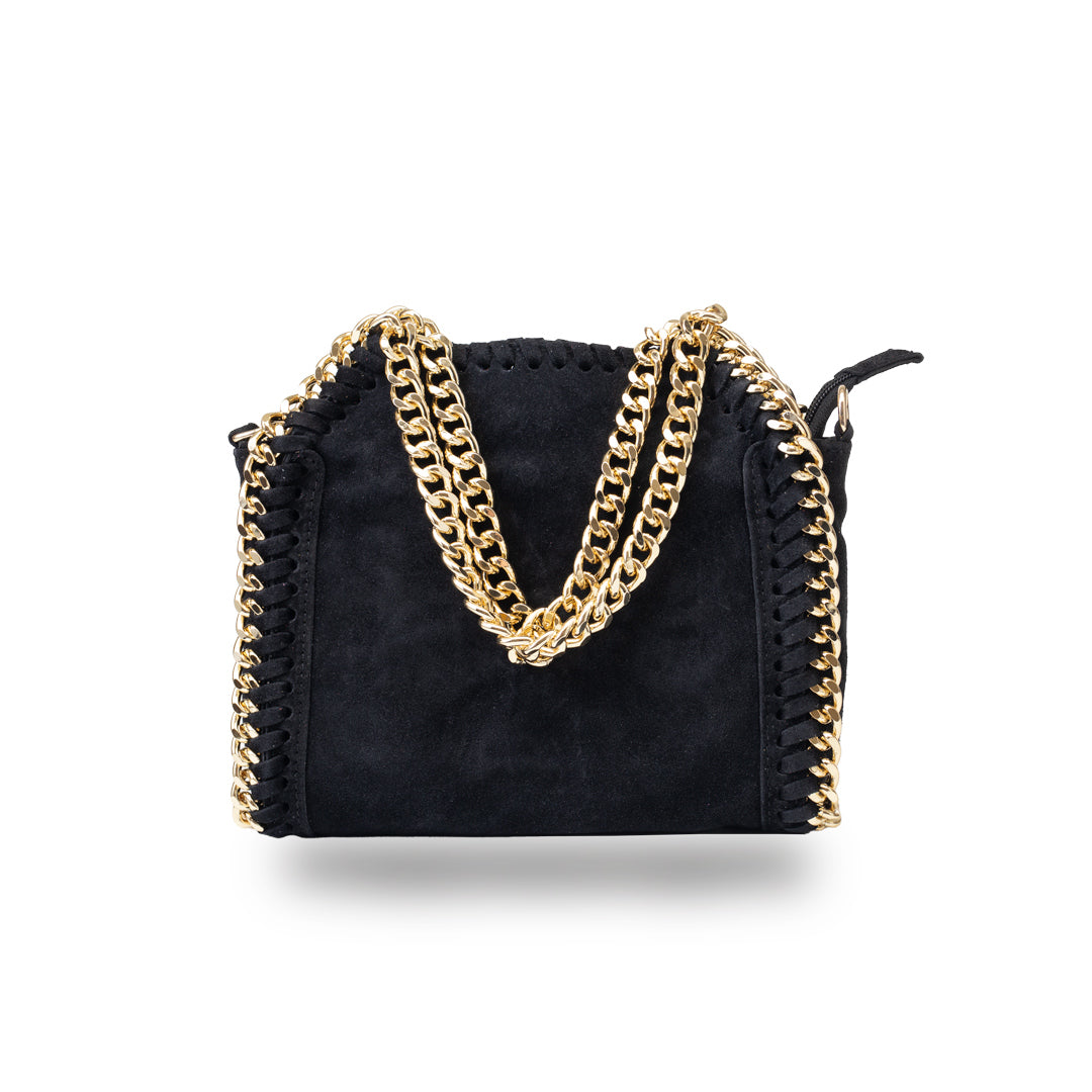 Women's bag made of black genuine leather Ilona