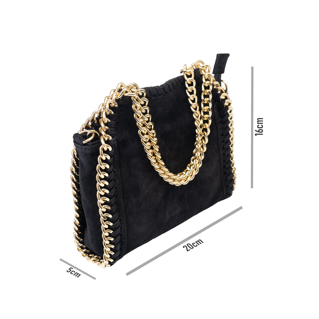 Women's bag made of black genuine leather Ilona