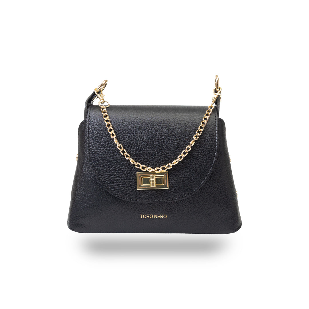 Women's bag made of black genuine leather Raisa