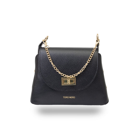 Women's bag made of black genuine leather Raisa