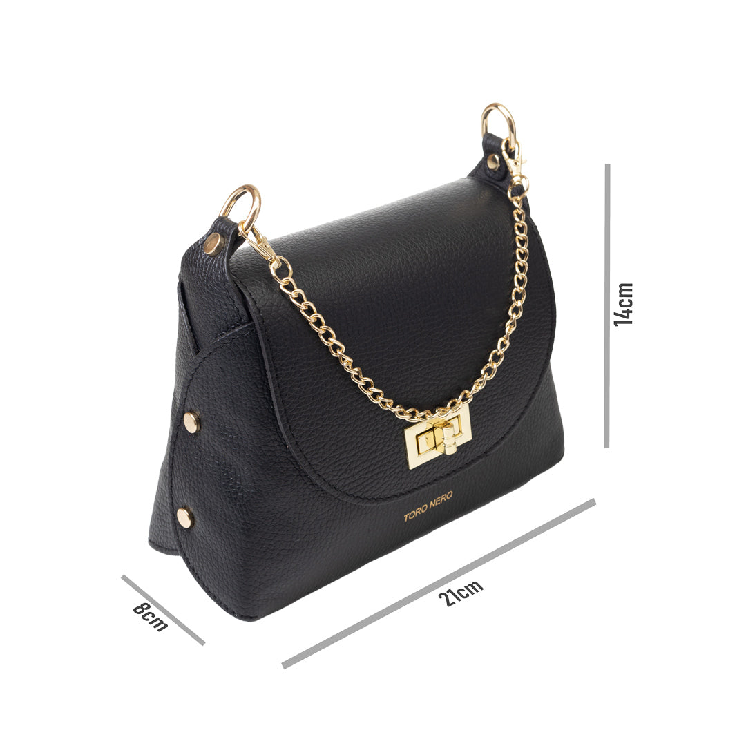 Women's bag made of black genuine leather Raisa