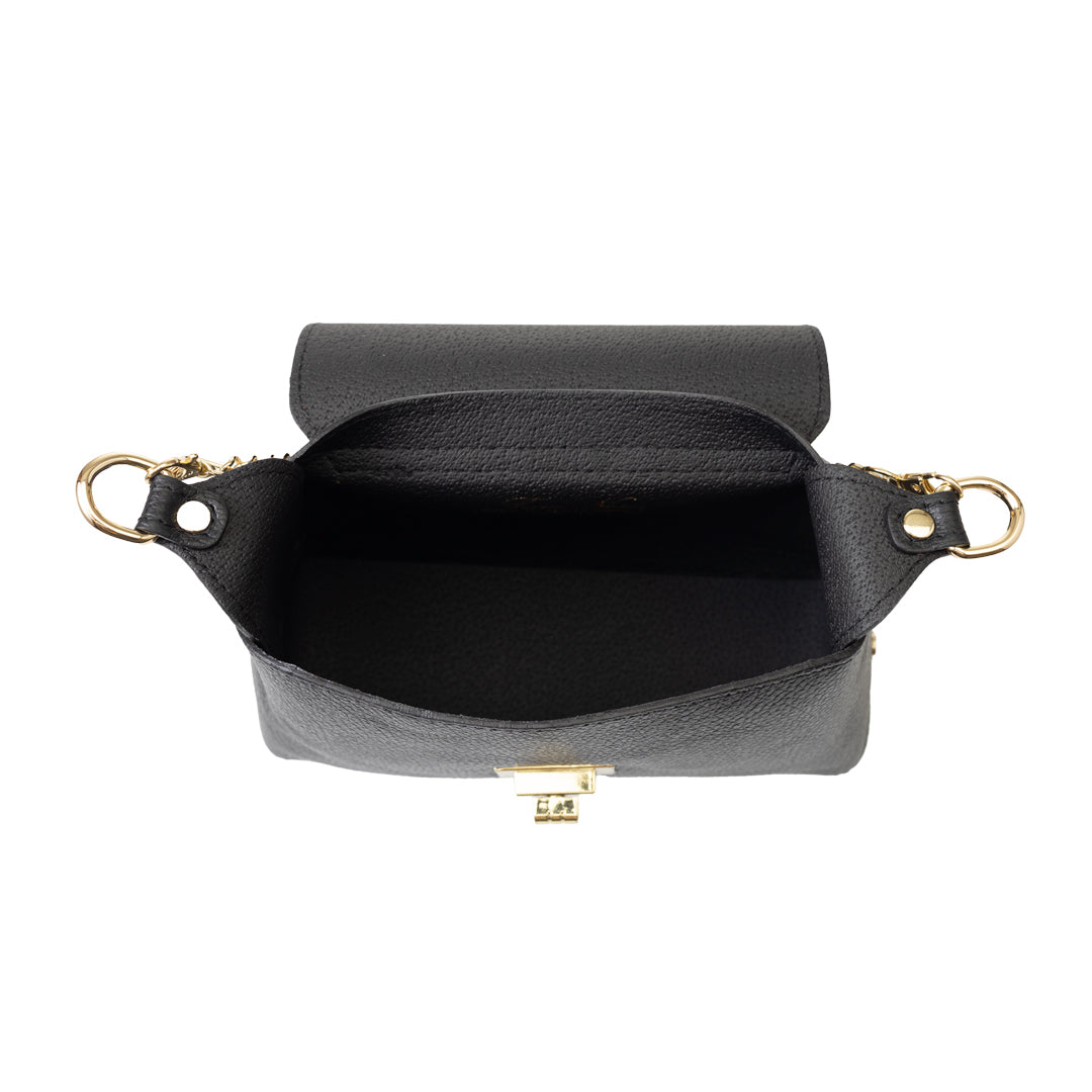 Women's bag made of black genuine leather Raisa
