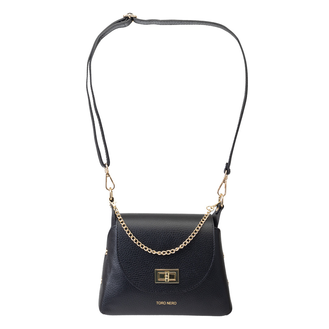 Women's bag made of black genuine leather Raisa
