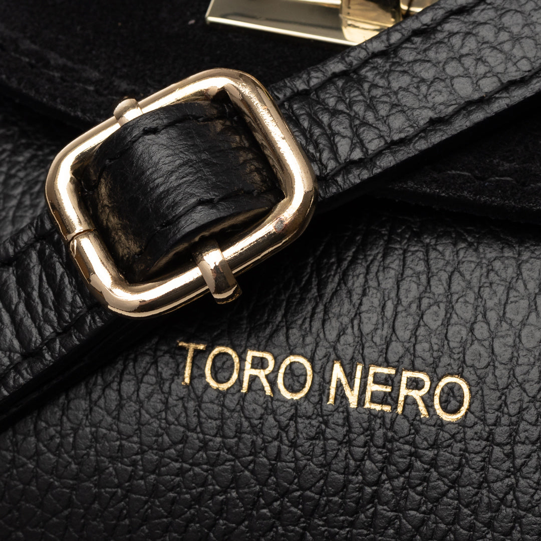 Women's bag made of natural suede leather, black Raisa