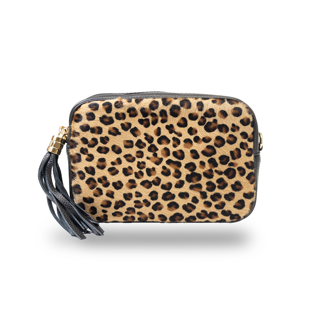 Women's bag made of black leopard leather Adela