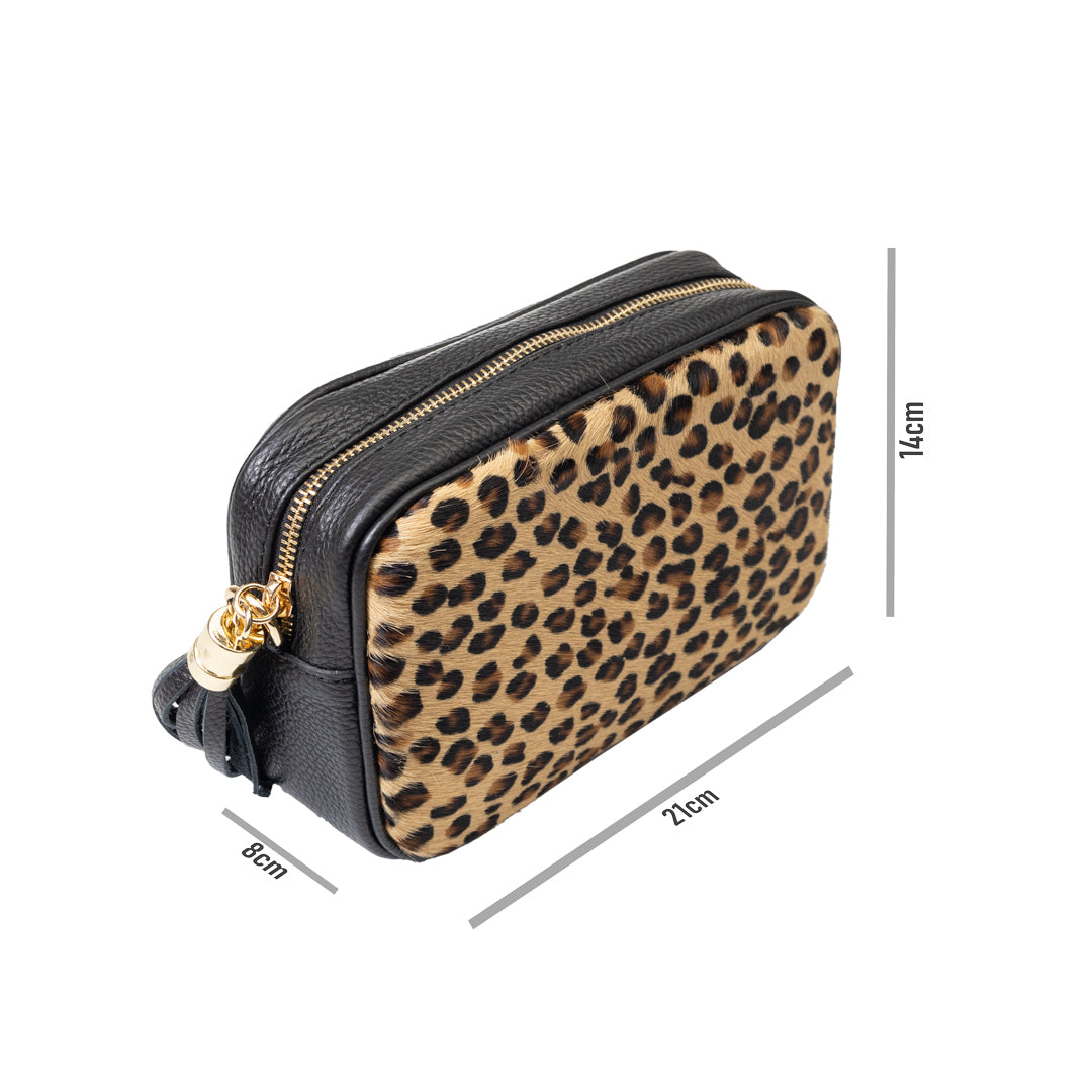 Women's bag made of black leopard leather Adela