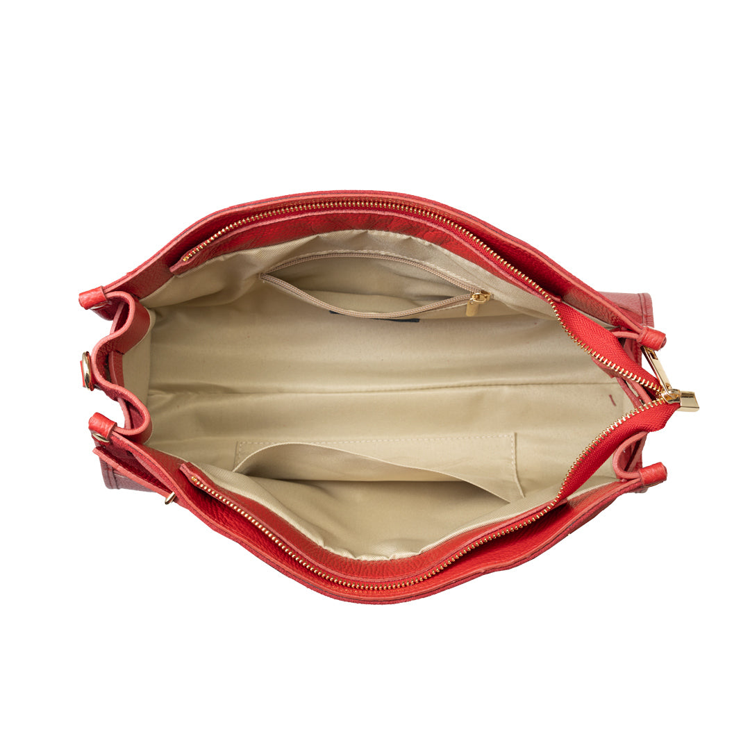 Women's bag made of red genuine leather Evelin