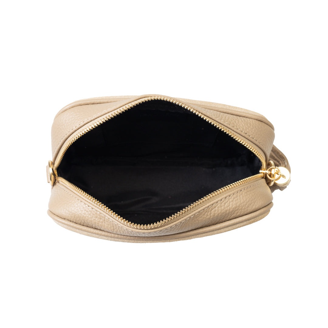 Women's bag made of taupe natural leather Ancuta 