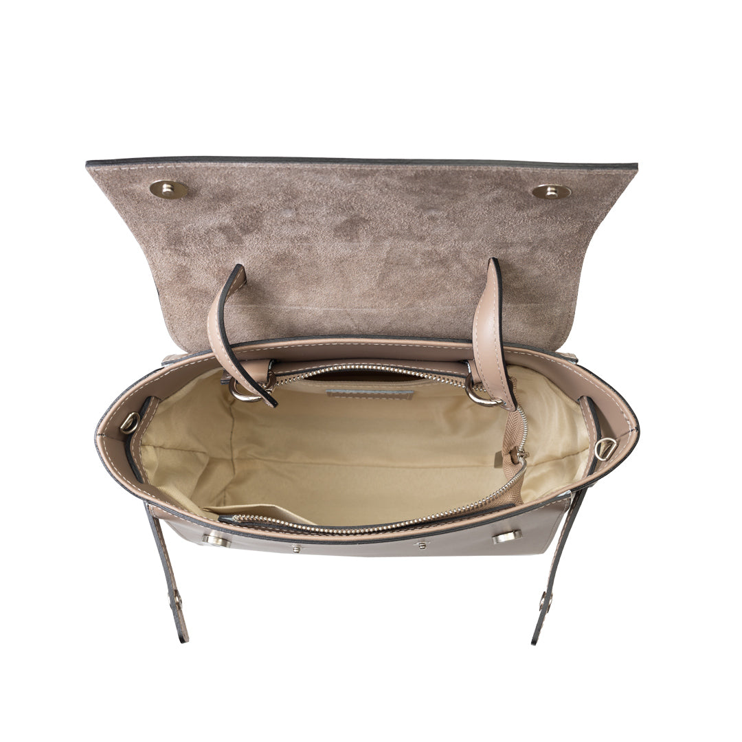 Women's bag made of taupe genuine leather Erika