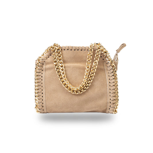 Women's bag made of taupe genuine leather Ilona