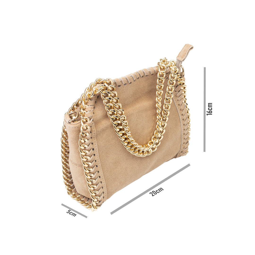 Women's bag made of taupe genuine leather Ilona