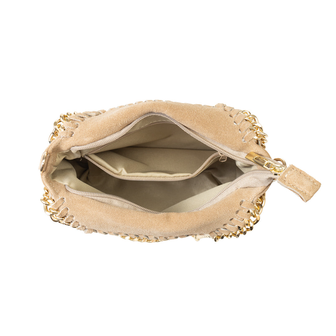 Women's bag made of taupe genuine leather Ilona