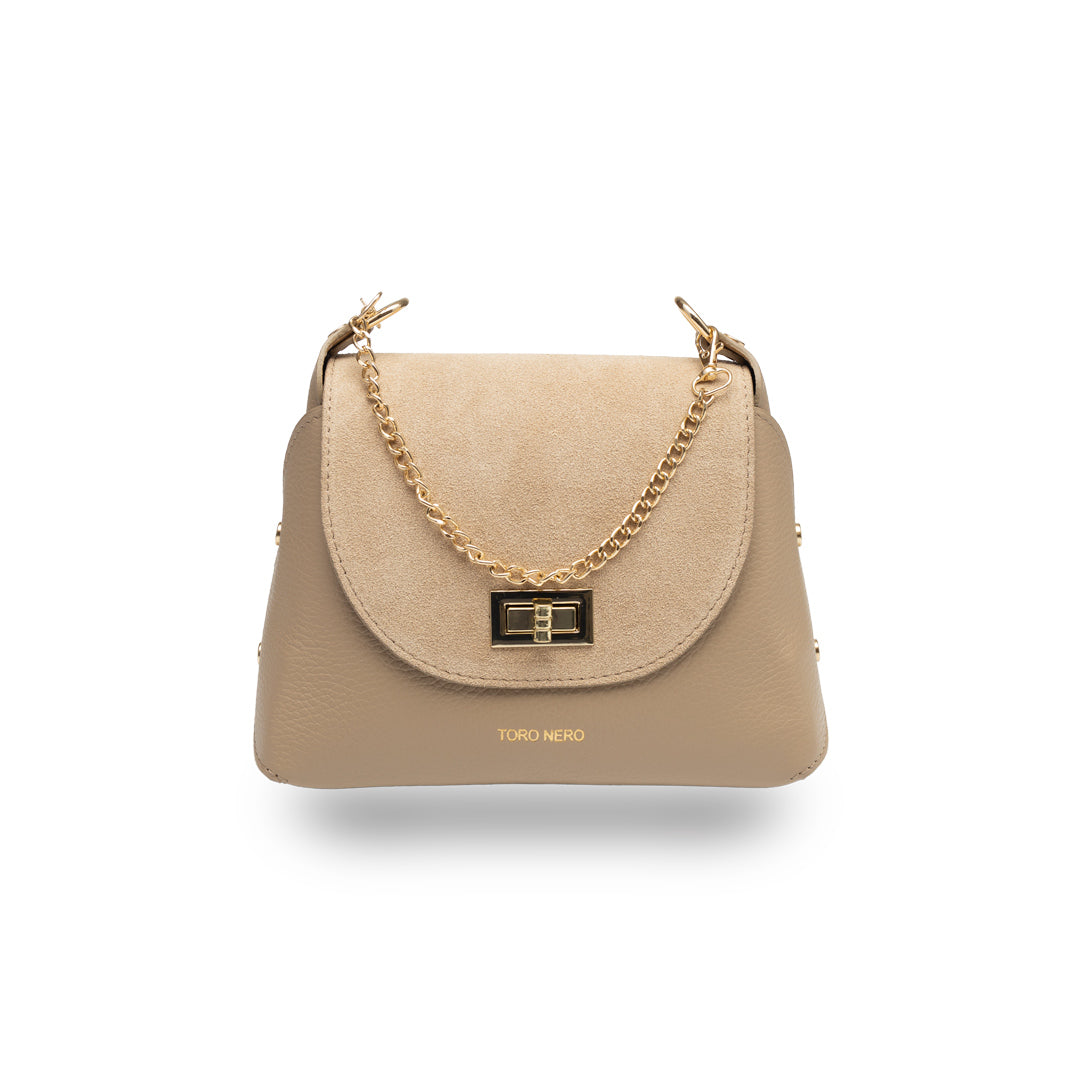 Women's bag made of natural suede, taupe Raisa