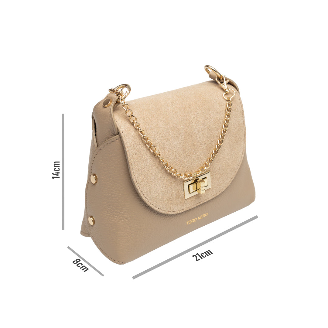 Women's bag made of natural suede, taupe Raisa