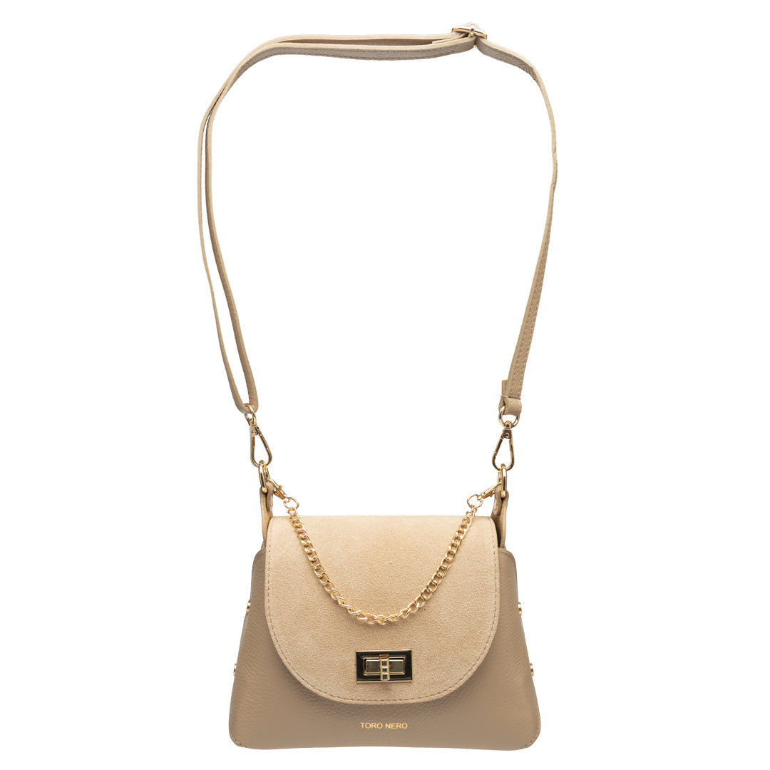 Women's bag made of natural suede, taupe Raisa