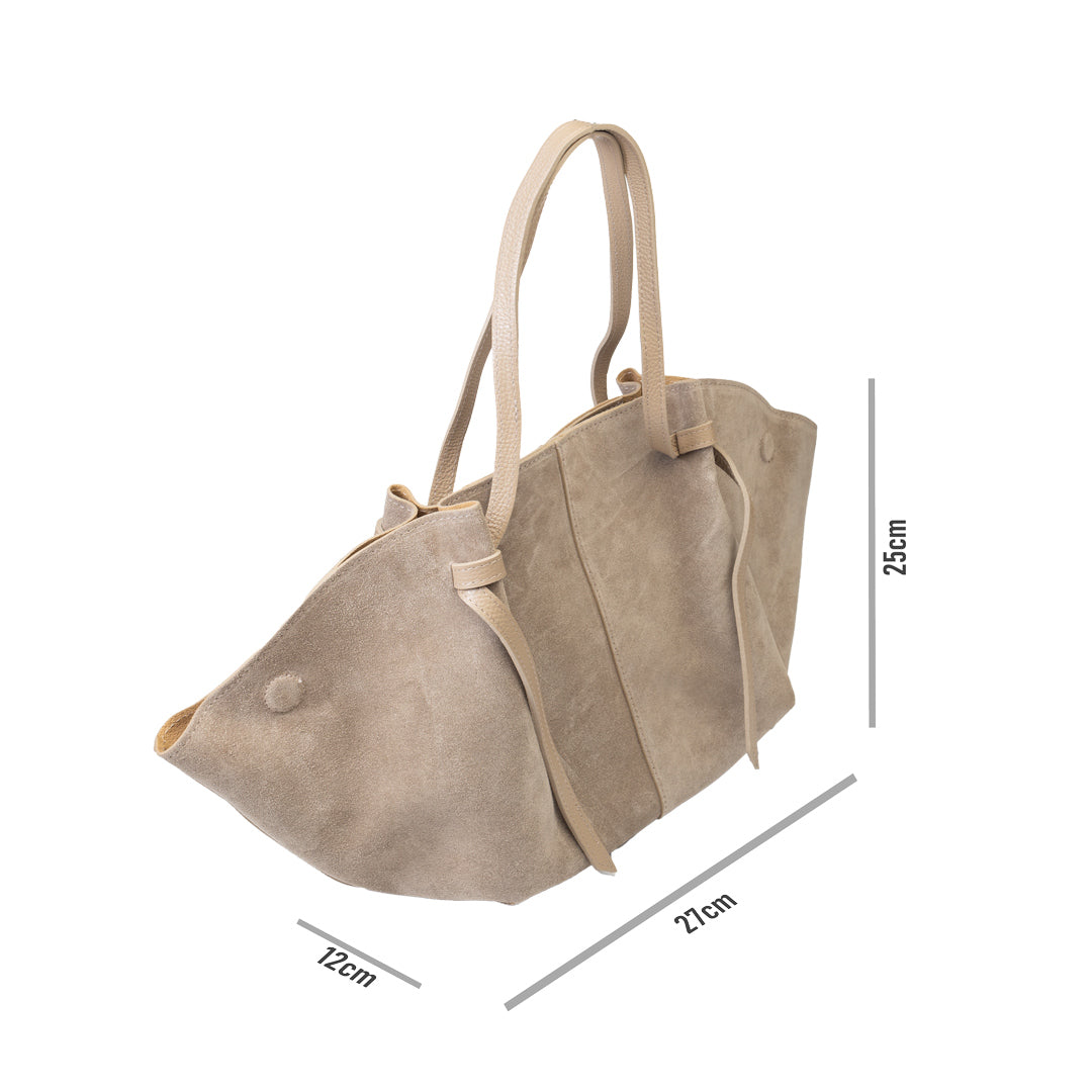 Women's bag made of light taupe genuine leather Alice