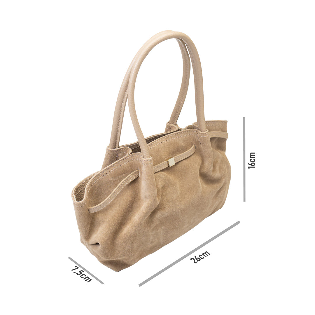 Women's bag made of light taupe genuine leather Elena