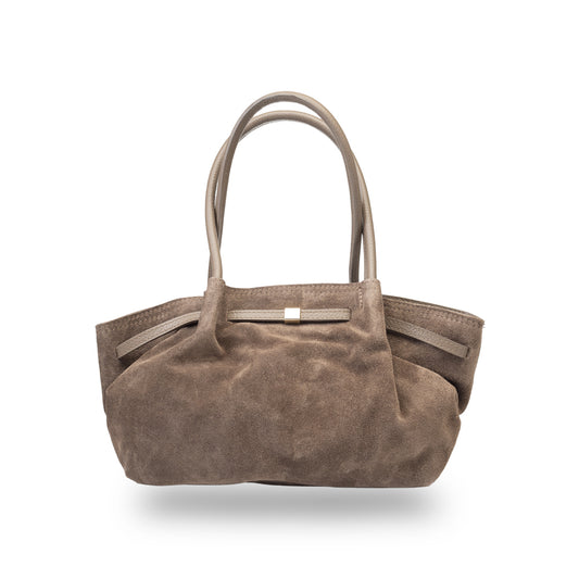 Women's bag made of dark taupe genuine leather Elena