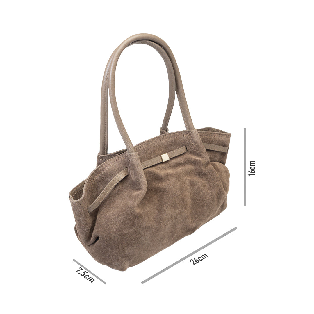 Women's bag made of dark taupe genuine leather Elena