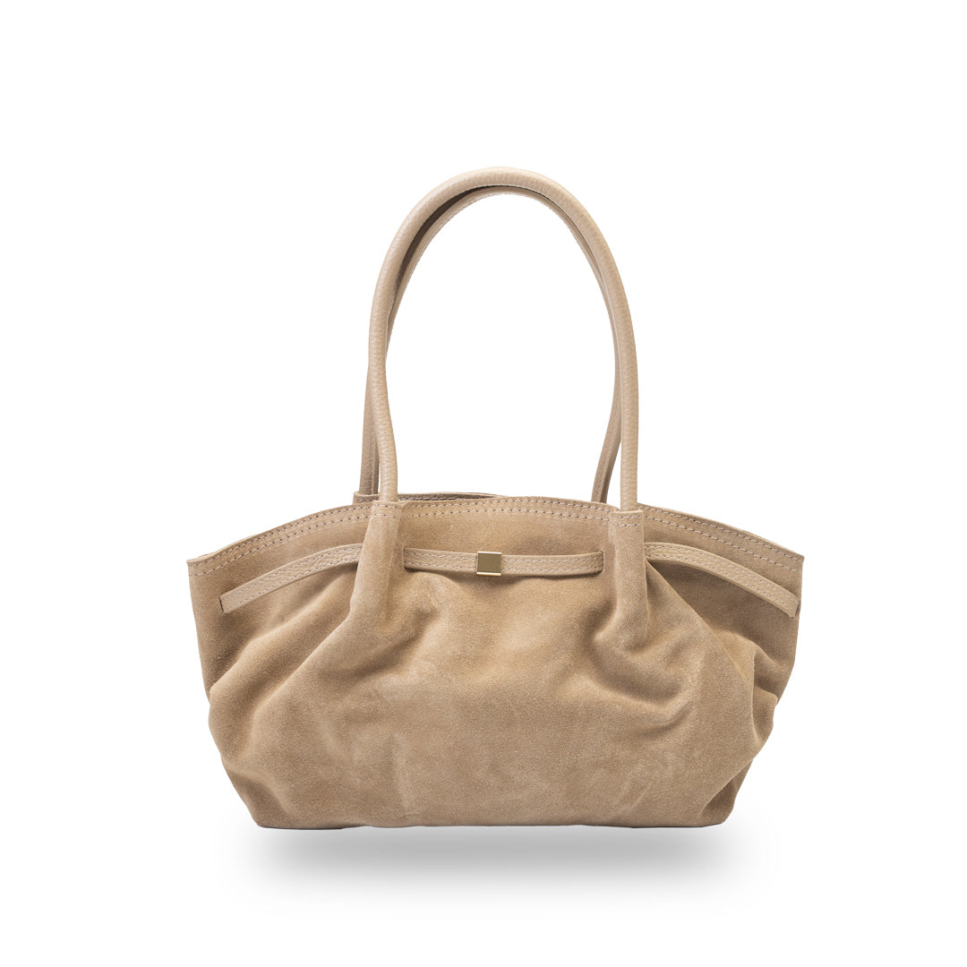 Women's bag made of light taupe genuine leather Elena