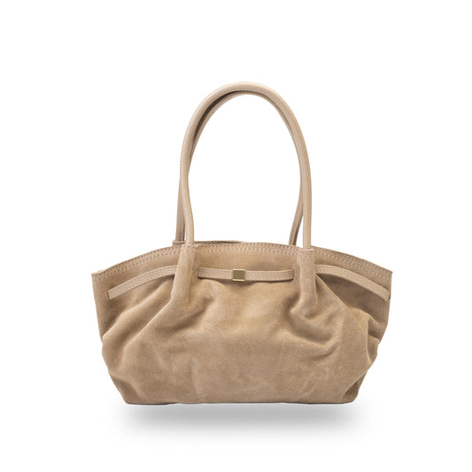 Women's bag made of light taupe genuine leather Elena