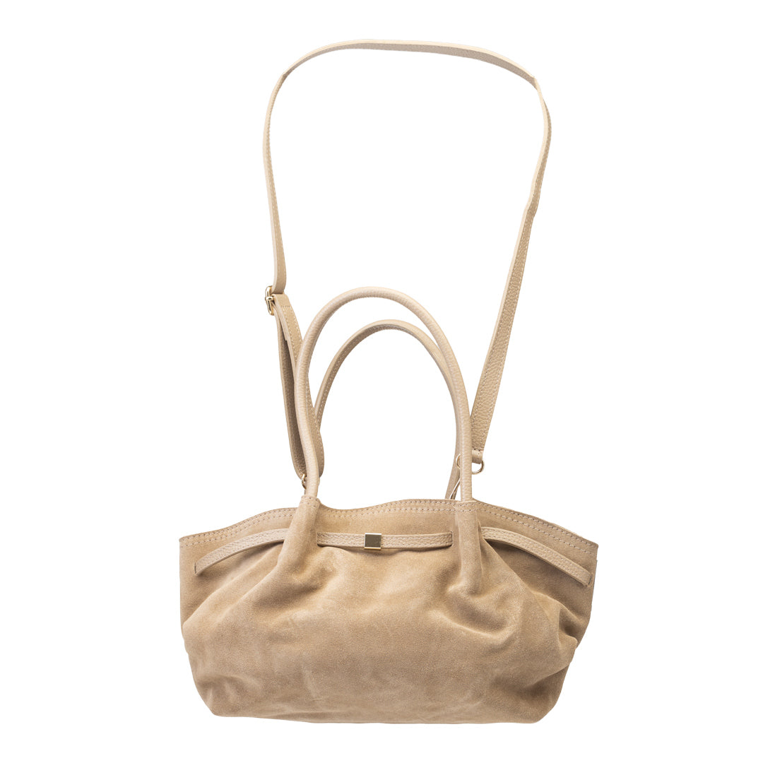 Women's bag made of light taupe genuine leather Elena