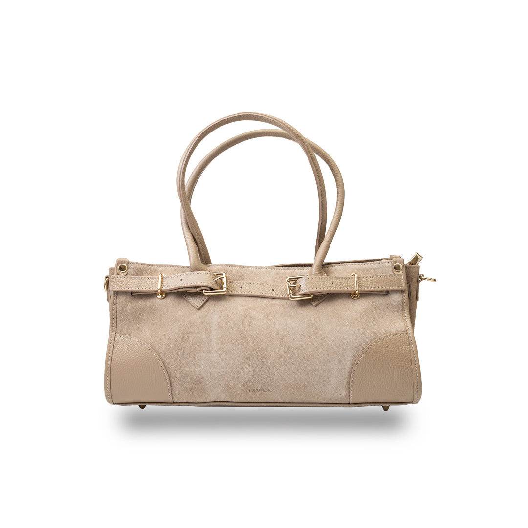 Women's bag made of natural leather, light taupe Evelin