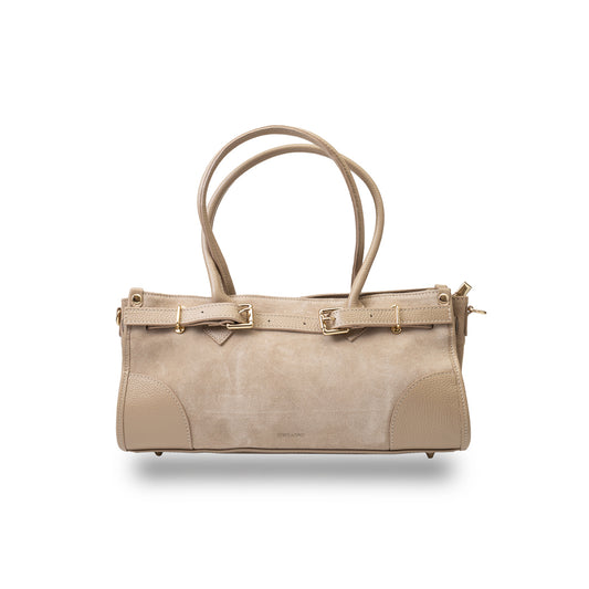 Women's bag made of natural leather, light taupe Evelin